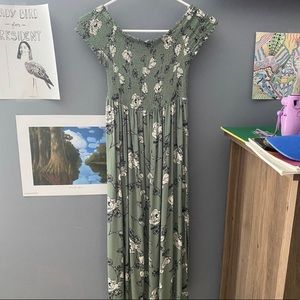 green floral midi dress